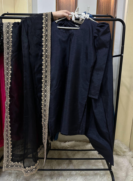 Pure Raw Silk Shirt with Farshi Shalwar